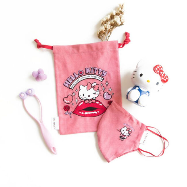 Hello Kitty (紅色)牛津紡口罩連索繩袋套裝 (成人及中童尺寸)